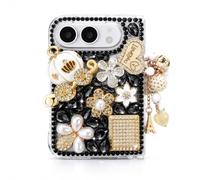 Guppy Funda para iPhone Duo, hecha a mano con diamantes de imitación y | Funda protectora suave anticaídas, diseño de torre de hierro brillante en 3D para mujer, diseño de torre de hierro y calabaza