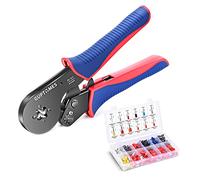 GUPTOMES Herramienta Alicates de Terminales Crimpadora con 700 pcs Conectores Cable 0,08-16 mm² Alicates para Prensar, Alicates para Crimpar Terminales,Engarzadora con Carraca de Cuatro Lados