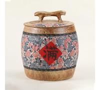 GUQASDV Almacenamiento de Arroz de Cerámica, Recipiente de Arroz de Gran Capacidad con Tapa, Tarros Herméticos de Almacenamiento de Alimentos Dispensador de Granos(Blauw,Capacity: 10 kg)