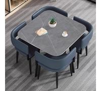 GUQASDV Conjunto de Mesa y sillas para Sala de recepción u Oficina, Juego de 4 sillas y Mesa de negociación, Mesa Cuadrada con 4 sillas de Comedor con Respaldo Acolchado(Blauw)