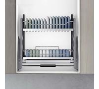 GUQASDV Escurridor de Platos Resistente para Colocar sobre el Fregadero, Estante metálico abatible para Armario de Cocina, Cesta de escurrido elevable, Estante desplegable(76cm)