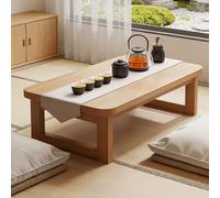 GUQASDV Japanese Floor Table, Bamboo Folding Coffee Table Low Dining Table Tea Table Foldable Floor Table for Home,Living Room,No Assembly for Sitting on The Floor(Wood,23.6x14.5x15.7'')