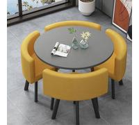 GUQASDV Juego de Mesa de Comedor Cuadrada y 4 sillas, Mesa de negociación con sillas, Mesa for Sala de recepción de Oficina o Club, mesas pequeñas for conferencias(Yellow and Black Circle)
