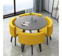 GUQASDV Juego de Mesa de Comedor Cuadrada y 4 sillas, Mesa de negociación con sillas, Mesa for Sala de recepción de Oficina o Club, mesas pequeñas for conferencias(Yellow and Black)