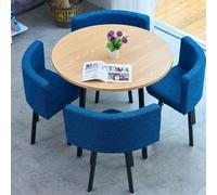 GUQASDV Juego de Mesa de Comedor Cuadrada y 4 sillas, Mesa de negociación con sillas, Mesa for Sala de recepción de Oficina o Club, mesas pequeñas for conferencias(Blue Wood Grain)