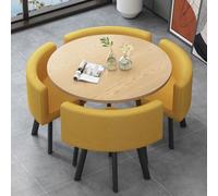GUQASDV Juego de Mesa de Comedor Cuadrada y 4 sillas, Mesa de negociación con sillas, Mesa for Sala de recepción de Oficina o Club, mesas pequeñas for conferencias(Yellow Circle)
