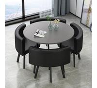 GUQASDV Juego de Mesa de Comedor Cuadrada y 4 sillas, Mesa de negociación con sillas, Mesa for Sala de recepción de Oficina o Club, mesas pequeñas for conferencias(Black Circle)