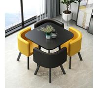 GUQASDV Juego de Mesa de Comedor Cuadrada y 4 sillas, Mesa de negociación con sillas, Mesa for Sala de recepción de Oficina o Club, mesas pequeñas for conferencias(2 Yellow 2 Black)