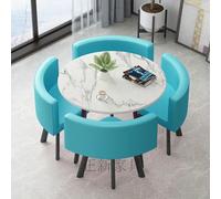 GUQASDV Juego de Mesa de Comedor Cuadrada y 4 sillas, Mesa de negociación con sillas, Mesa for Sala de recepción de Oficina o Club, mesas pequeñas for conferencias(Blue and White Circle)