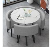 GUQASDV Juego de Mesa de Comedor Cuadrada y 4 sillas, Mesa de negociación con sillas, Mesa for Sala de recepción de Oficina o Club, mesas pequeñas for conferencias(Gray Pattern)
