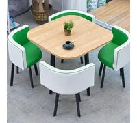 GUQASDV Juego de Mesa de Comedor Cuadrada y 4 sillas, Mesa de negociación con sillas, Mesa for Sala de recepción de Oficina o Club, mesas pequeñas for conferencias(White Green Square)