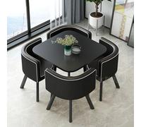 GUQASDV Juego de Mesa de Comedor Cuadrada y 4 sillas, Mesa de negociación con sillas, Mesa for Sala de recepción de Oficina o Club, mesas pequeñas for conferencias(Black Square)