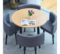 GUQASDV Juego de Mesa de Comedor Cuadrada y 4 sillas, Mesa de negociación con sillas, Mesa for Sala de recepción de Oficina o Club, mesas pequeñas for conferencias(Gray Wood Circle)