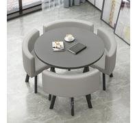 GUQASDV Juego de Mesa de Comedor Cuadrada y 4 sillas, Mesa de negociación con sillas, Mesa for Sala de recepción de Oficina o Club, mesas pequeñas for conferencias(Light Gray)