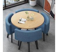 GUQASDV Juego de Mesa de Comedor Cuadrada y 4 sillas, Mesa de negociación con sillas, Mesa for Sala de recepción de Oficina o Club, mesas pequeñas for conferencias(Blue Circle)