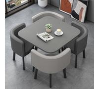 GUQASDV Juego de Mesa de Comedor Cuadrada y 4 sillas, Mesa de negociación con sillas, Mesa for Sala de recepción de Oficina o Club, mesas pequeñas for conferencias(Light Gray and Dark Gray)