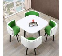 GUQASDV Juego de Mesa de Comedor Cuadrada y 4 sillas, Mesa de negociación con sillas, Mesa for Sala de recepción de Oficina o Club, mesas pequeñas for conferencias(White and Green)