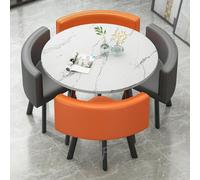 GUQASDV Juego de Mesa de Comedor Cuadrada y 4 sillas, Mesa de negociación con sillas, Mesa for Sala de recepción de Oficina o Club, mesas pequeñas for conferencias(Orange Black White)