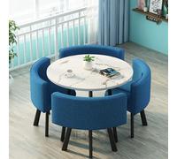 GUQASDV Juego de Mesa de Comedor Cuadrada y 4 sillas, Mesa de negociación con sillas, Mesa for Sala de recepción de Oficina o Club, mesas pequeñas for conferencias(Dark Blue)