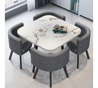 GUQASDV Juego de Mesa de Comedor Cuadrada y 4 sillas, Mesa de negociación con sillas, Mesa for Sala de recepción de Oficina o Club, mesas pequeñas for conferencias(Gray Square)