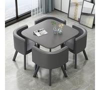 GUQASDV Juego de Mesa de Comedor Cuadrada y 4 sillas, Mesa de negociación con sillas, Mesa for Sala de recepción de Oficina o Club, mesas pequeñas for conferencias(Gray)