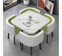 GUQASDV Juego de Mesa de Comedor Cuadrada y 4 sillas, Mesa de negociación con sillas, Mesa for Sala de recepción de Oficina o Club, mesas pequeñas for conferencias(White and Light Green)