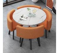 GUQASDV Juego de Mesa de Comedor Cuadrada y 4 sillas, Mesa de negociación con sillas, Mesa for Sala de recepción de Oficina o Club, mesas pequeñas for conferencias(Orange and White)