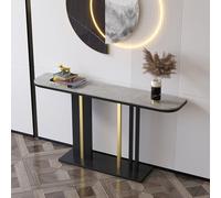GUQASDV Mesa consola estrecha con placas de roca, mesa de entrada estrecha, mesas de sofá con espacio de almacenamiento, mesas largas de acento, acento moderno para salón, pasillo, vestíbulo (negro