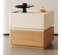 GUQASDV Mesita de Noche con 2 Cajones, Diseño sin Asas, Mesita de Noche, Gabinete, Mesa Decorativa de Madera con Almacenamiento for Dormitorio, Sala de Estar, Pasillo, Baño(Oak+Cream,19.7in/50cm)