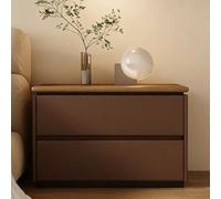 GUQASDV Mesita de Noche de Madera, Mesa Auxiliar Moderna con 2 Cajones, Mesita de Noche, Mesas de Té Decorativas, Gabinete de Almacenamiento con Diseño sin Manija(Dark Brown,19.7in/50cm)