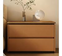 GUQASDV Mesita de Noche de Madera, Mesa Auxiliar Moderna con 2 Cajones, Mesita de Noche, Mesas de Té Decorativas, Gabinete de Almacenamiento con Diseño sin Manija(Orange,17.7in/45cm)