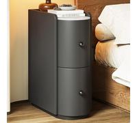 GUQASDV Mesitas de Noche con 2 Cajones Mesita de Noche de Madera Maciza,Mesa de Té Estrecha for Café y Té con Asas de Metal,Aparador Pequeño for Sala de Estar, Dormitorio(Dark Gray,7.9in/20cm)