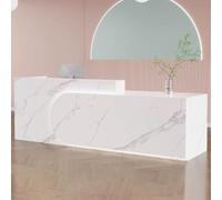 GUQASDV Mostradores Recepcion Modernos, Mostrador Recepcion, Recepciones Mueble con Almacenamiento para Salones de Belleza, Tiendas, Restaurantes(White Texture,140cm)
