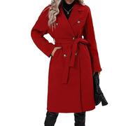 Guqitra Abrigo grande largo para mujer doble fila cortes otoño-invierno elegante ropa de relajación, abrigo de viento con cinturón S-XL, 2#, XL