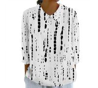 guqitra Blusa Mujer Elegante y Elegante Camisa de Algodón Lino de Manga 3/4 Flores Casual Blusa suelta Primavera Verano Túnica Cuello Redondo Casual Top, #25blanco, XXL