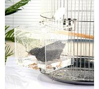 GURECOD bañera Colgante para pájaros Cubo bañera para pájaros Caja de baño Cuenco Jaula Accesorios pájaros pequeños Canarios alondras Loros cacatúas agapornis Loros baño (Cuadrado, 21x21x21cm)