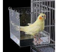 GURECOD bañera Colgante para pájaros Cubo bañera para pájaros Caja de baño Cuenco Jaula Accesorios pájaros pequeños Canarios alondras Loros cacatúas agapornis Loros baño (Cuadrado, 13x13x11cm)