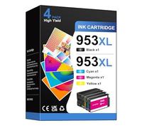 Gureef 953XL - Cartuchos de Tinta de Repuesto para HP 953 XL para Officejet Pro 7740 7720 8740 8730 8725 8720 8710 8218 8210 7730 8715 (Negro, Cian, Magenta y Amarillo, 4 Unidades)