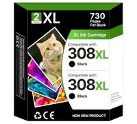 Gureef Cartuchos de tinta 308e 308XL compatibles con HP 308, color negro, para HP Envy 6120e, 6122e, 6130e, 6132e, 6133e, 6152e, 6520e, 6155e, 6530e, 6532e, 6152e, 6558e, DeskJet 2910 2920. 2921. 2922