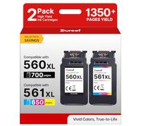 Gureef Cartuchos de Tinta 560 561 PG-560XL Negro CL-561XL de Repuesto para Canon 560 561 XL Cartuchos de Tinta para Pixma TS5350i TS7450i TS5351i TS5300 TS7451 TS7450 TS5350 TS5351 TS53351 TS533351