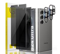 Guretok 2 + 2, compatible con Samsung Galaxy S24 Ultra Privacy cristal templado, 2 películas protectoras de pantalla para Galaxy S24 Ultra y 2 protección de cámara, [True 28°] [Anti-Spy]