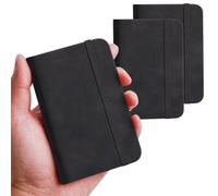 Gurfzcyuoo A7 Notebook,2 PCS Basics Classic Black Casebound Notebook Pocket Notebook Small Notebook with Elastic Closure, Travel Notebook Hardback Notepad for Writing and Note-Taking, 100 Pages