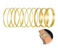 Gurfzcyuoo Juego de 10 pulseras indias plateadas/doradas para mujer, pulseras apilables de plata, vintage, joyería de brazo para mujer, fiesta de boda, talla única, Metal, No es una piedra preciosa