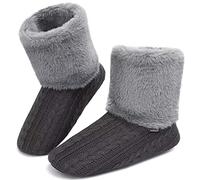 GURGER Botas Casa Hombre Invierno Zapatillas de Casa Botas Mujer Altas Pantuflas Casa Botines Peluche Forro Slippers Boot Gris 44 45