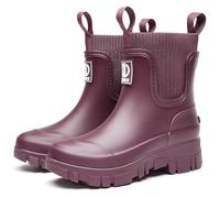 GURGER Botas de Agua Mujer Chelsea Zapatos de Lluvia Impermeable Wellington Botines de Goma para Uso Diario y Exterior, Rojo 37, 240