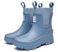 GURGER Botas de Agua Mujer Chelsea Zapatos de Lluvia Impermeable Wellington Botines de Goma para Uso Diario y Exterior, Azul 35.5, 230