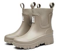GURGER Botas de Agua Mujer Chelsea Zapatos de Lluvia Impermeable Wellington Botines de Goma para Uso Diario y Exterior, Marrón 38, 245