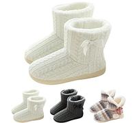 GURGER Botas de Estar por Casa Mujer Zapatillas Casa Altas Invierno Botas Pantuflas de Casa Calentitas Botines Blanco 43 44