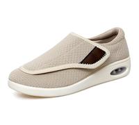 GURGER Zapatillas Diabéticos para Mujer Extra Anchas Ajustable Ortopédico Zapatos Respirable Ligero Comodos Antideslizante Pantuflas Beige Talla 40