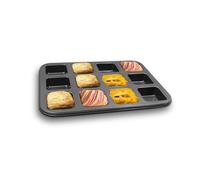 Gurlideo 12 mini panes moldes cuadrados para pasteles, brownie, molde antiadherente de acero al carbono para hornear en horno, gris